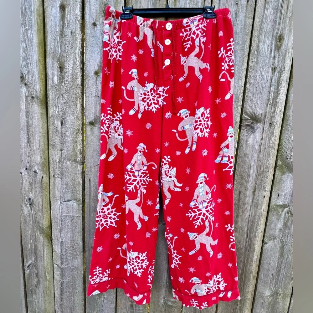 - Nick & Nora M Sock Monkey Fleece Pajama Pants! VGUC!